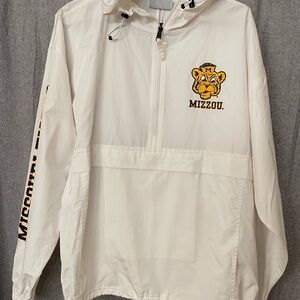 Champion White Wind Jacket with Mizzou Logo